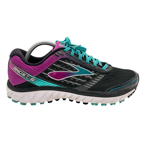Brooks Ghost 9 Road-Running Sneaker Shoes Black Purple Women's Size 11 D (Wide) - Picture 1 of 8